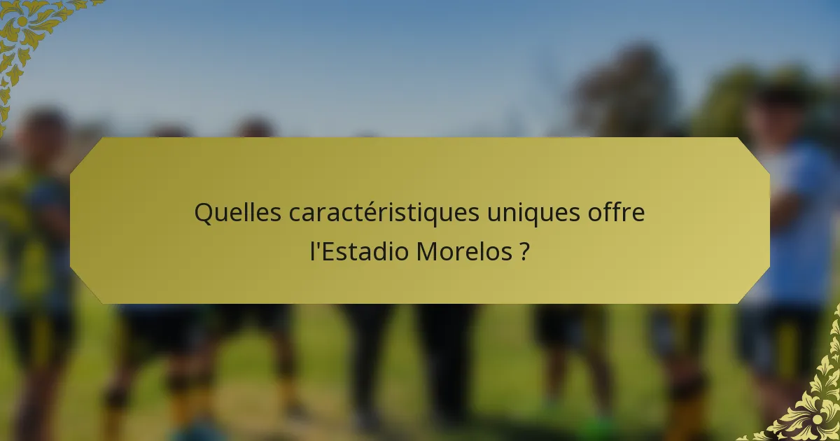 Quelles caractéristiques uniques offre l'Estadio Morelos ?