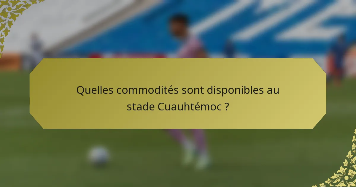 Quelles commodités sont disponibles au stade Cuauhtémoc ?