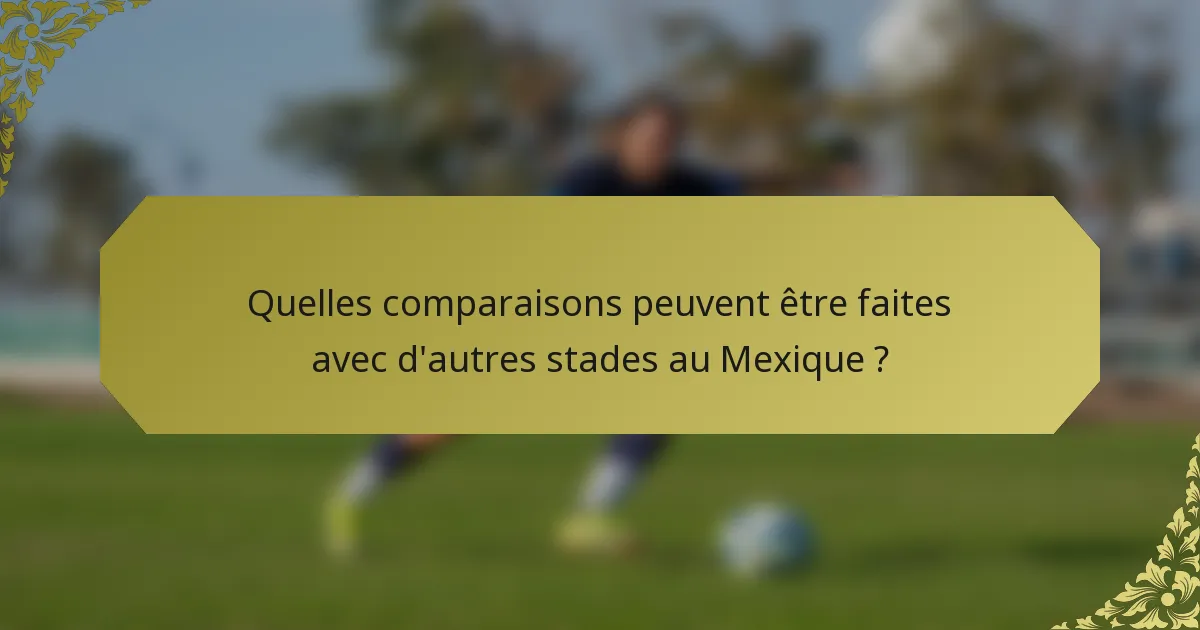 Quelles comparaisons peuvent être faites avec d'autres stades au Mexique ?