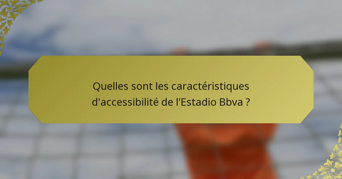Quelles sont les caractéristiques d'accessibilité de l'Estadio Bbva ?