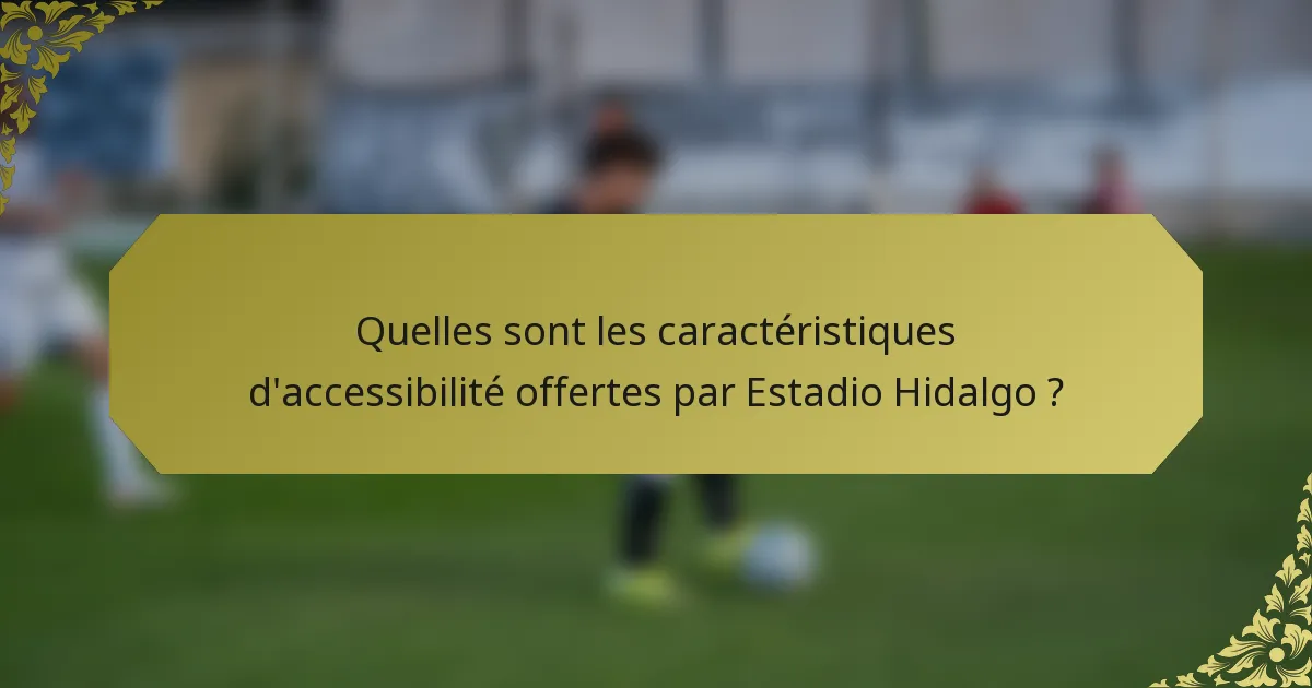 Quelles sont les caractéristiques d'accessibilité offertes par Estadio Hidalgo ?