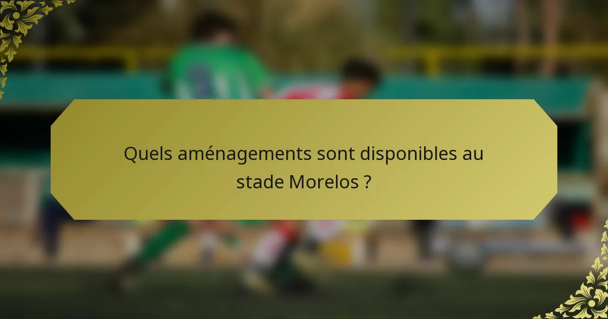 Quels aménagements sont disponibles au stade Morelos ?