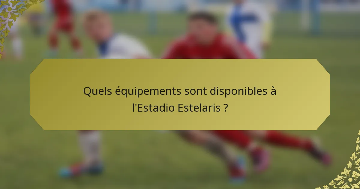 Quels équipements sont disponibles à l'Estadio Estelaris ?